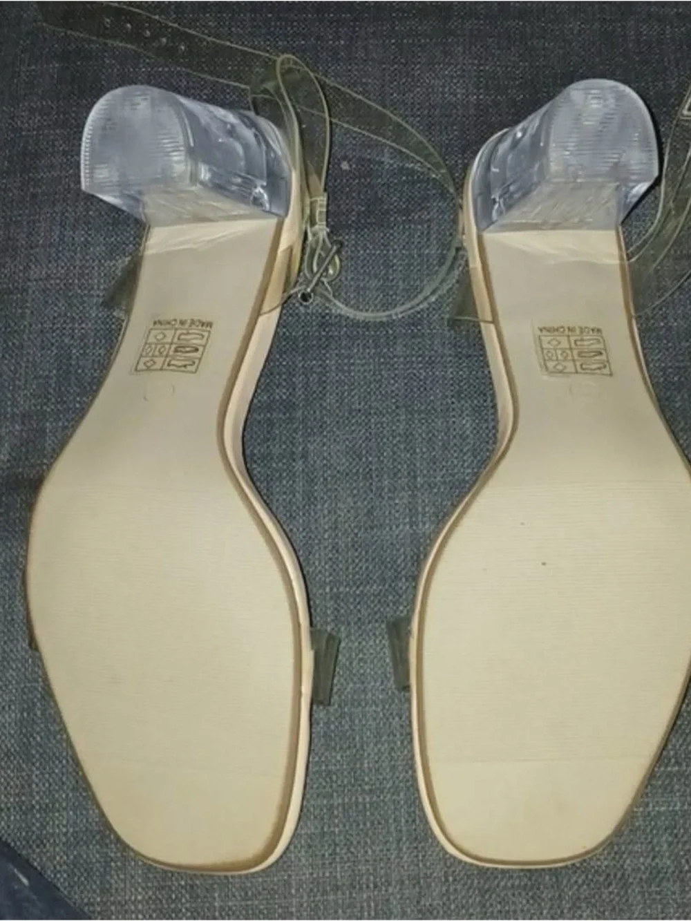 Missguided Clear Strap Nude Block Heel Sandals